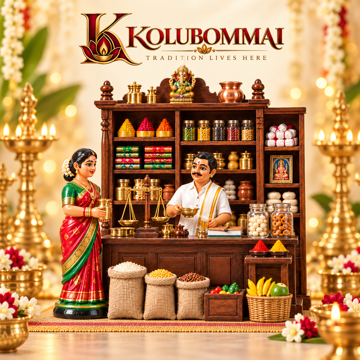 Traditional South Indian miniature shop Kolu set